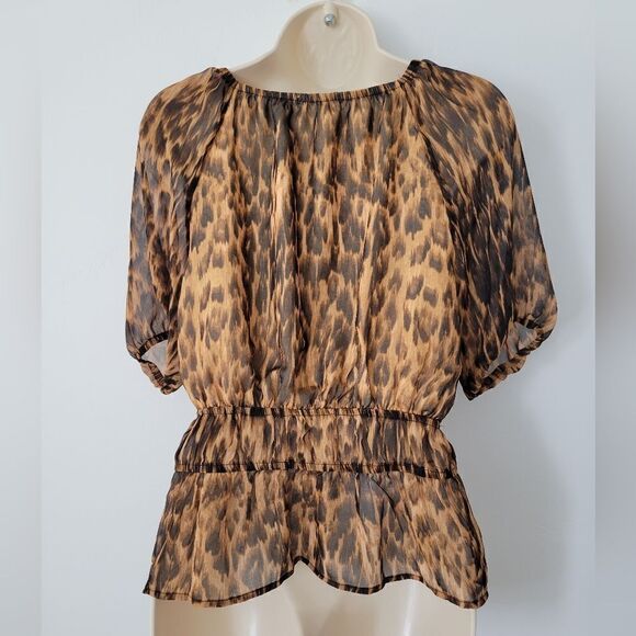 Steve Madden Leopard Print Square Neck Peplum Top NWOT - Picture 4 of 6